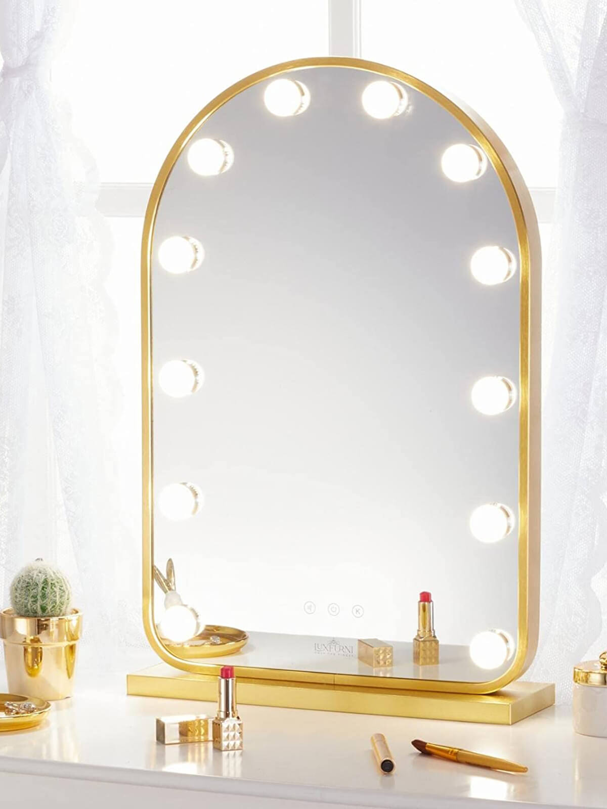 【人気】Hollywood mirror , gold 【鏡 , ミラー】