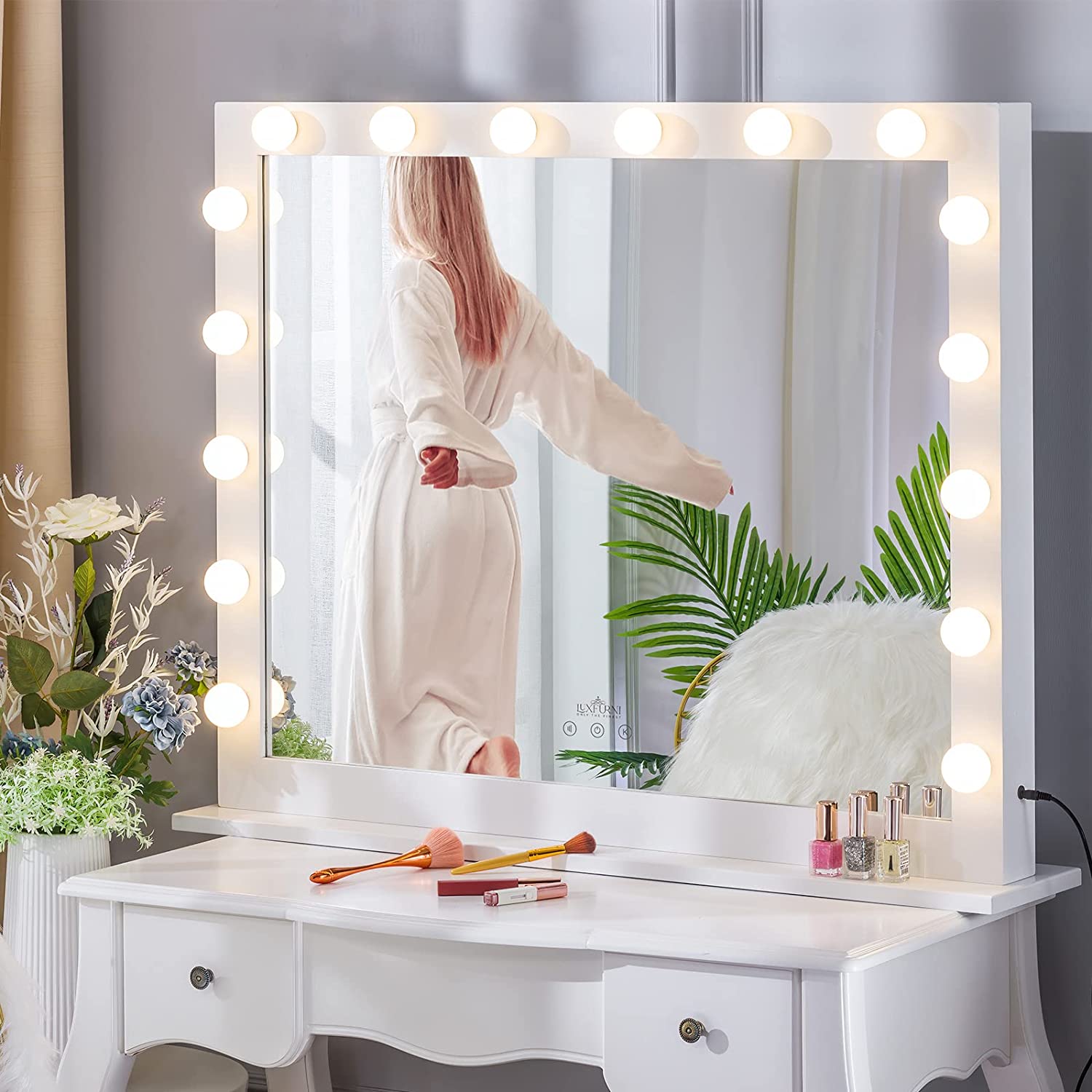 Max2 Pro Extra Large LED Hollywood Vanity Mirror - White